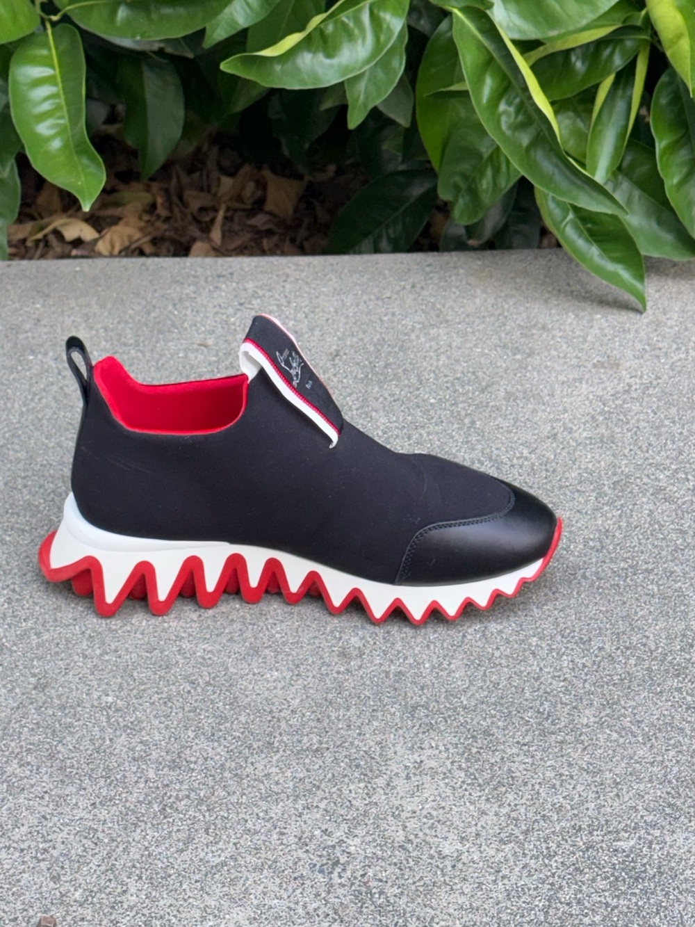 Christian Louboutin Black, Red & White Slip-On TIKETA sneakers - Picture 2 of 6